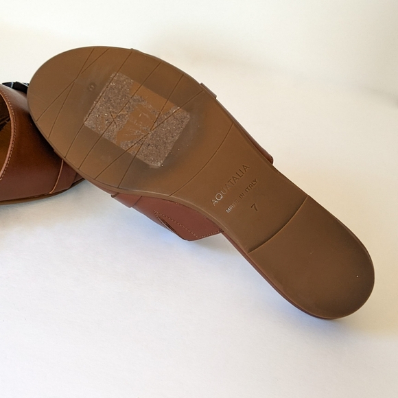 Aquatalia Brown Leather Slides - Picture 7 of 9